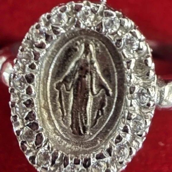 Sterling Silver 925 Ring Religious Miraculous Medal Made In Italy Adjustable NEW - Picture 5 of 10